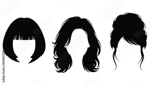 Variety of women s hairstyles displayed as elegant black silhouettes