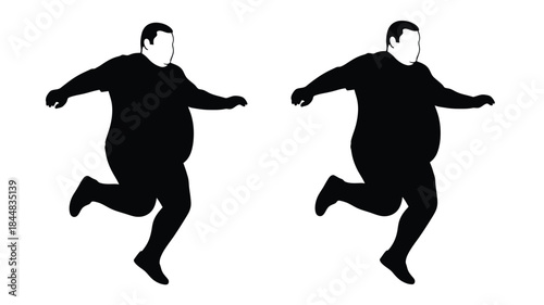 Two running figures captured in a stark black and white silhouette