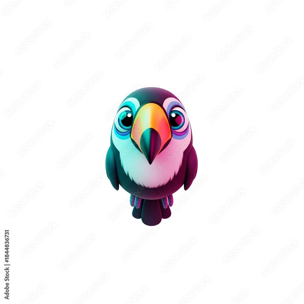 Fototapeta premium Adorable cartoon toucan with colorful beak, perfect for children's books and nature-themed designs