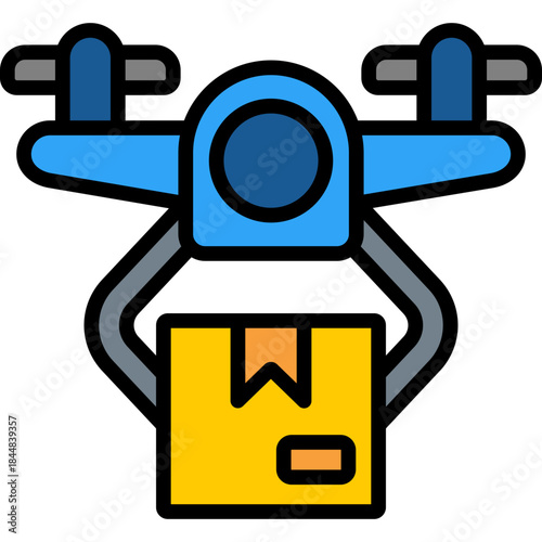 Delivery Drone lineal color icon
