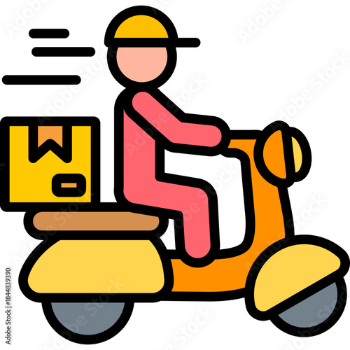 Motorbike Delivery lineal color icon