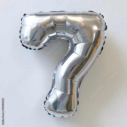 Cheerful Inflated Metallic Silver Balloon Number Seven Celebration
