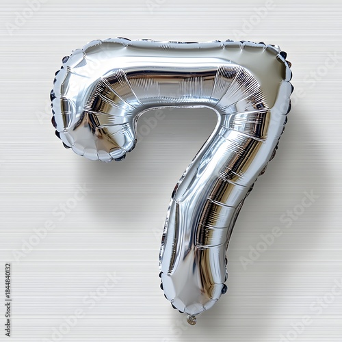 Cheerful Inflated Metallic Silver Balloon Number Seven Celebration