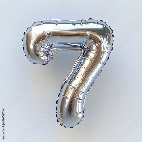 Cheerful Inflated Metallic Silver Balloon Number Seven Celebration