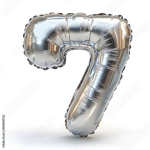 Cheerful Inflated Metallic Silver Balloon Number Seven Celebration