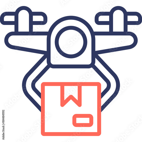 Delivery Drone line color icon