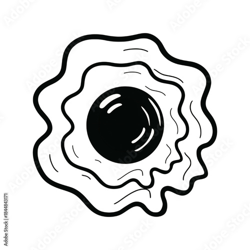 Black and White Fried Egg Illustration – Minimal Breakfast Line Art