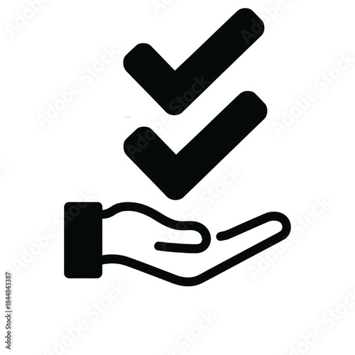 Hand Approval Icon Vector – Checkmark Validation Symbol Illustration