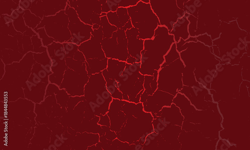 striking red and black cracked texture background, resembling molten lava or fractured earth. The glowing cracks create a dramatic and intense visual effect. vector illustration