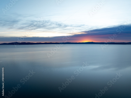 Aerial view of Lake George, New South Wales, Australia