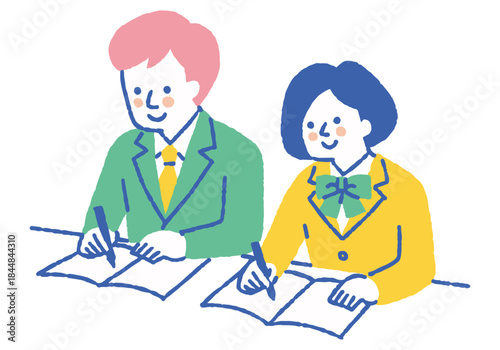 Students taking classes in the classroom_color