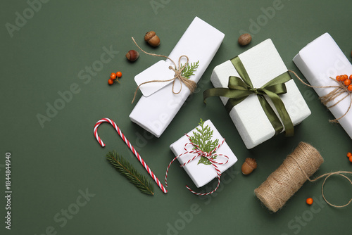 Christmas gift boxes with r...