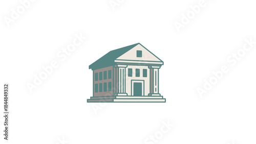 Classical Building Facade with Columns and Pediment.