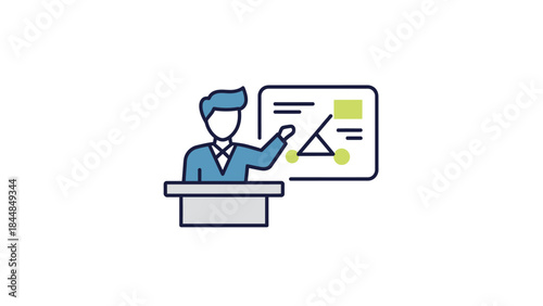 Teacher Presenting Geometry Lesson on Whiteboard.