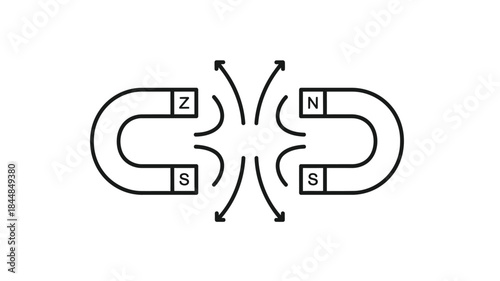 Magnetic field lines interacting between two bar magnets a visual silhouette