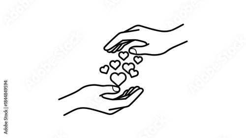 Two hands offering hearts a symbol of love and care silhouette