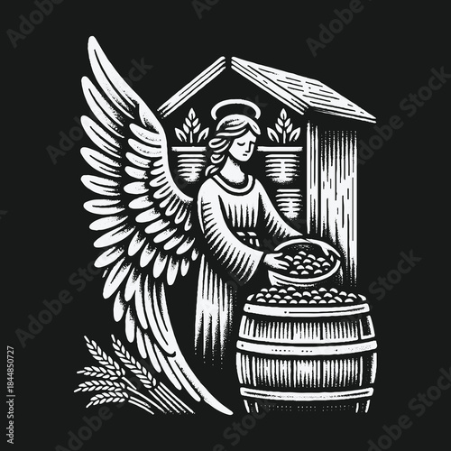 Angel of Harvest: A Divine Gathering of Bounty.