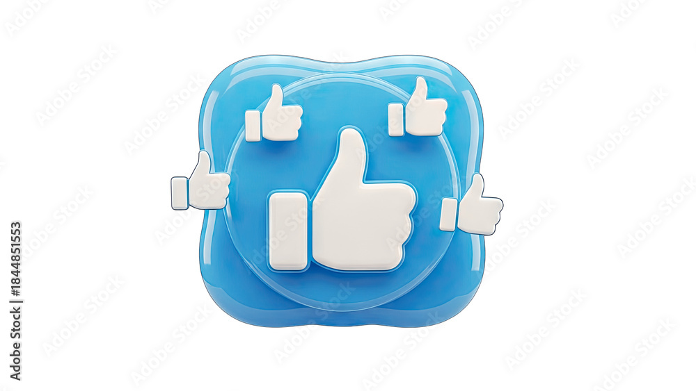 Fototapeta premium Thumbs Up Icon Surrounded by Likes on White Background