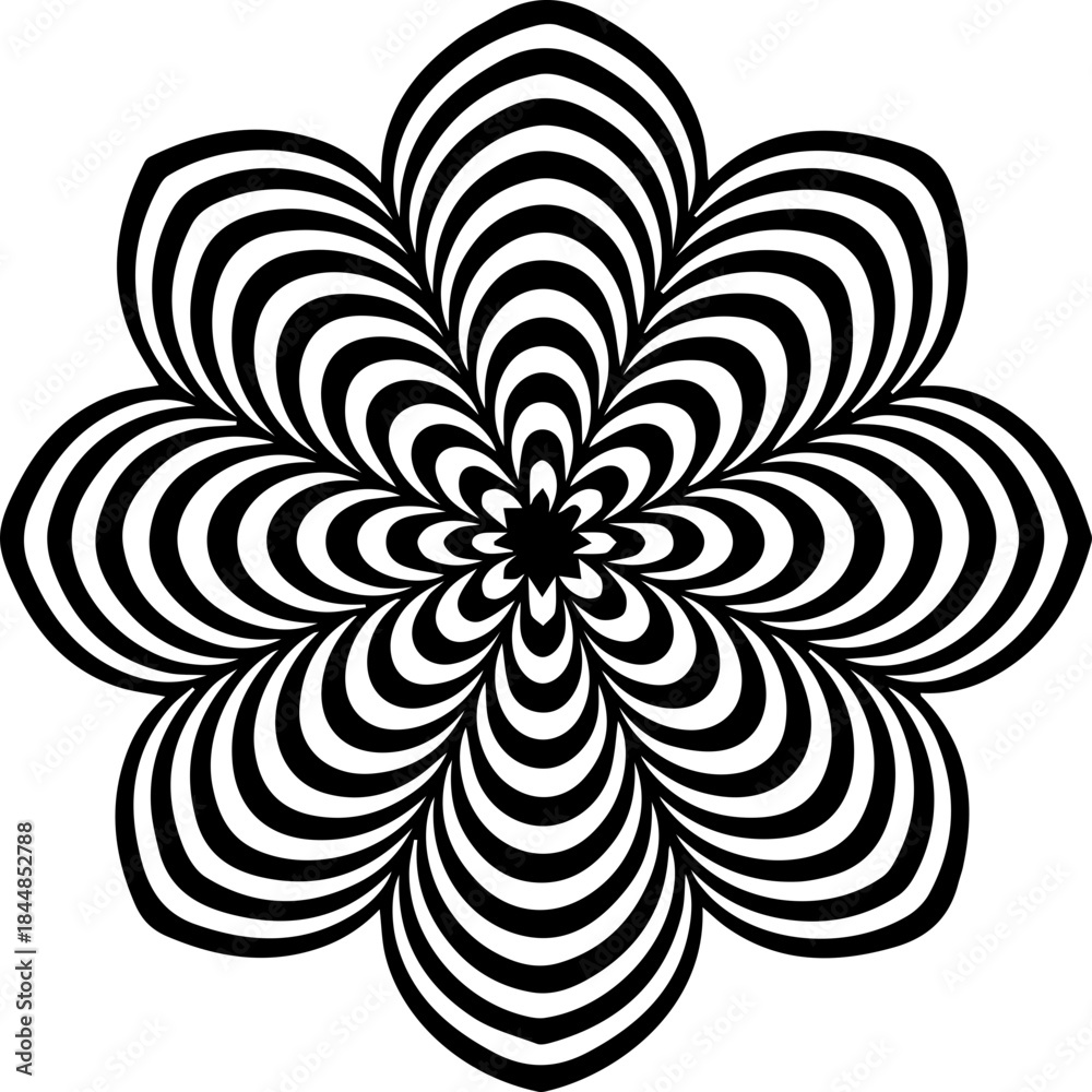Fototapeta premium Black and White Optical Illusion Flower Design