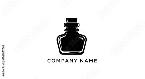 Elegant Black Bottle with Cork Stopper for Perfume or Essential Oils.