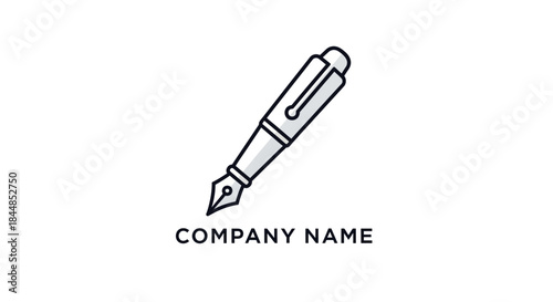 Elegant Fountain Pen Logo Design for Writing and Creative Businesses.