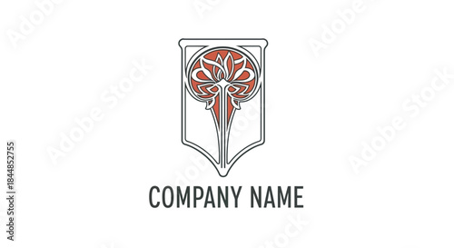Elegant Shield Logo with Floral Design for Brand Identity.