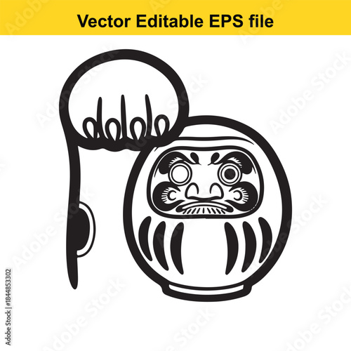  vector illustration of a daruma doll with a round body and face