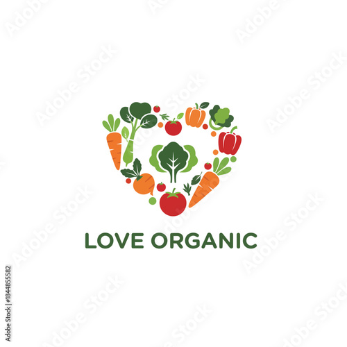 Heart Shape Organic Vegetable Produce Logo