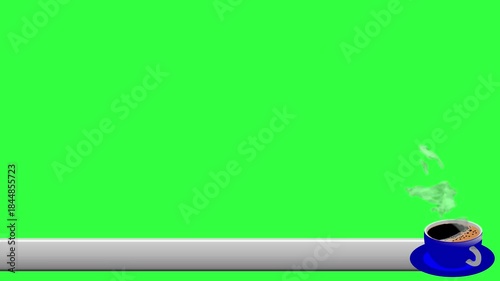 Silver lower third with a cup of coffee and green screen.