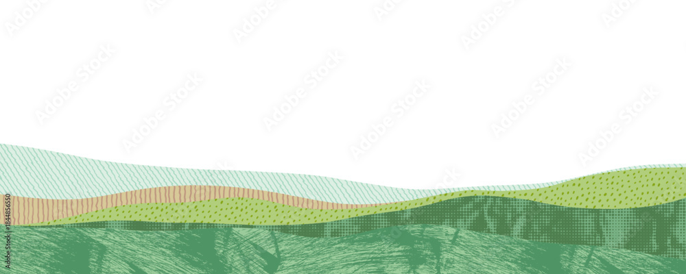 Fototapeta premium Oriental countryside landscape decorative banner design background with patterns or textures.