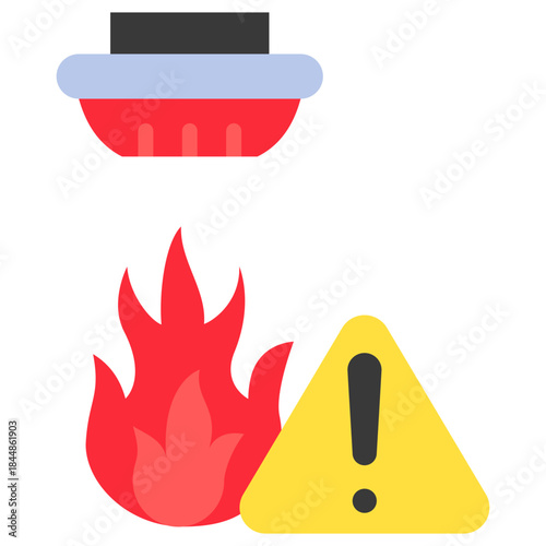 Fire Detector Flat Icon Mini Illustration, Use For Modern Concept, Print, Ui, Ux Kit, Web And App Development. Vector Related To Firefighter, Rescue And More