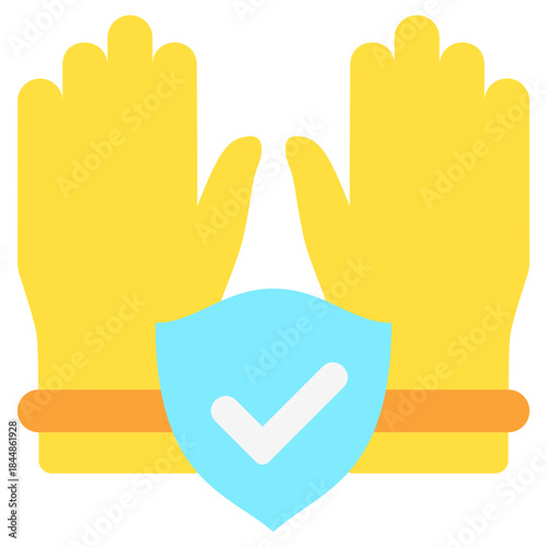 Safety Gloves Flat Icon Mini Illustration, Use For Modern Concept, Print, Ui, Ux Kit, Web And App Development. Vector Related To Firefighter, Rescue And More