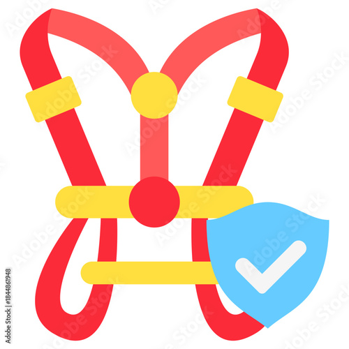 Harness Flat Icon Mini Illustration, Use For Modern Concept, Print, Ui, Ux Kit, Web And App Development. Vector Related To Firefighter, Rescue And More