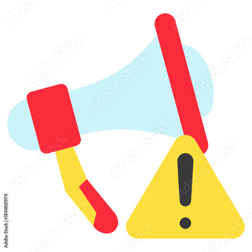 Megaphone Flat Icon Mini Illustration, Use For Modern Concept, Print, Ui, Ux Kit, Web And App Development. Vector Related To Firefighter, Rescue And More
