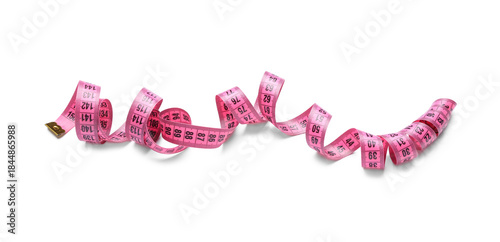 Pink tape measure on white ...