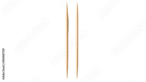 Two wooden toothpicks side-by-side, isolated object with transparent background