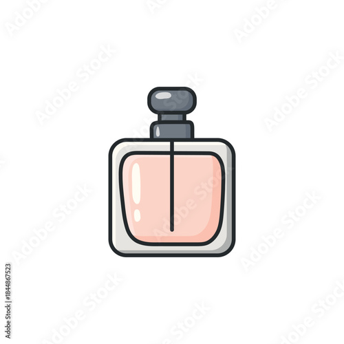 Pastel doodle perfume bottle vector icon in a clean illustrated style. Fragrance and cosmetic bottle symbol for beauty, fashion, lifestyle, and self-care projects, web design, apps, social media.
