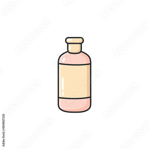 Pastel doodle shampoo bottle vector icon in a clean illustrated style. Haircare and cosmetic bottle symbol for shampoo, conditioner, and beauty products, web design, apps, social media, and graphic