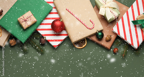 Books with Christmas balls,...
