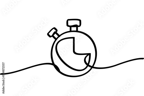 Illustration of a stopwatch with continuous line design. An interesting abstract line art design.