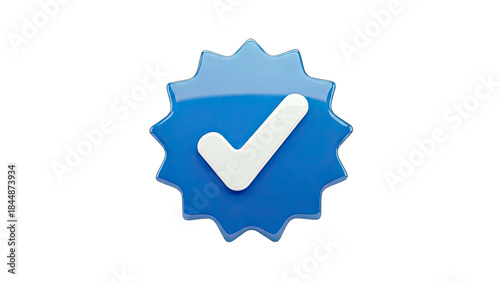 Verified Badge Icon with Checkmark on White Background