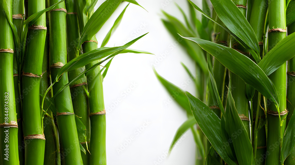 Fototapeta premium Green bamboo leaves isolated on a white background