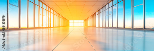 blue corridor in modern building