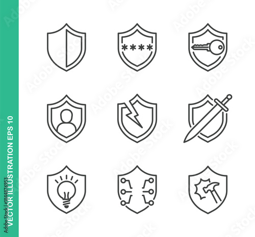 Protection Icons. Thin Line Symbol Elements Collection.