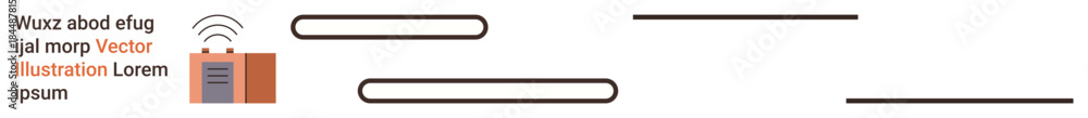 Obraz premium Travel security, luggage identification, wireless tracking, smart travel, baggage safety, logistics management. A suitcase with signal waves and placeholder text. Travel security and luggage
