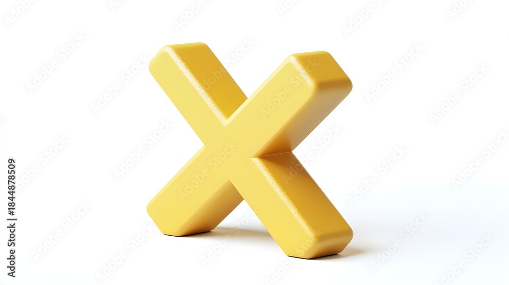 Obraz premium Yellow 3 D Cross Mark Symbol Icon image