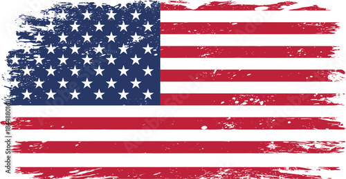 Grunge US Flag with Faded Texture for Patriotic Design, Veterans, and Independence Day.