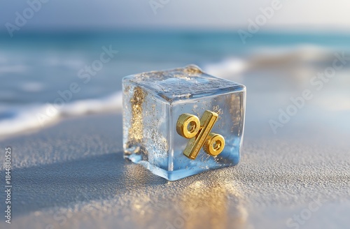 ice cube with golden text 