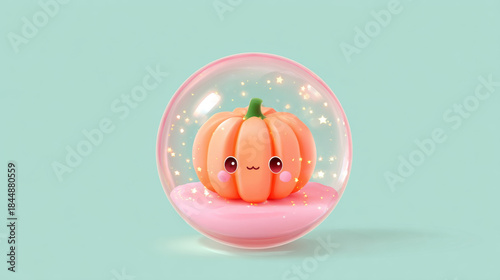 Cheerful Pumpkin in Bubble