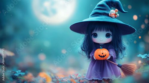 Halloween Pumpkin with Witch